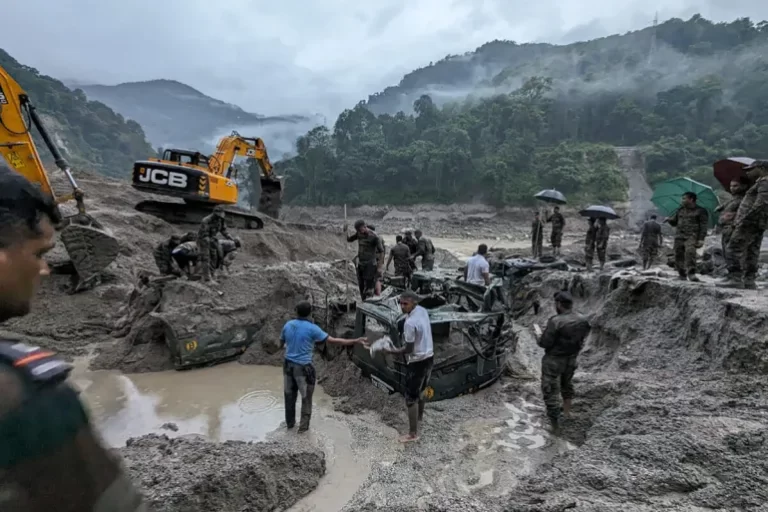 Indian army personnel conduct a search operation for the missing soldiers in north Sikkim [India's Ministry of Defence/handout via AFP]